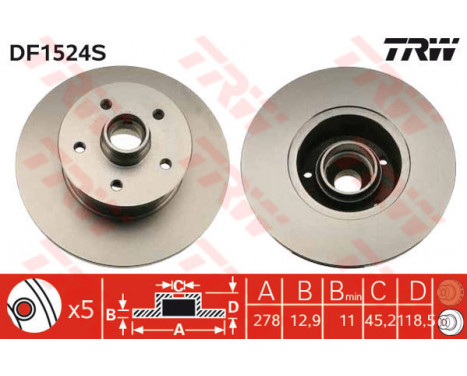 Brake Disc DF1524S TRW