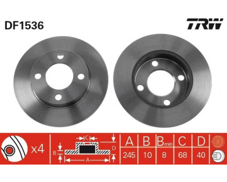 Brake Disc DF1536 TRW, Image 2