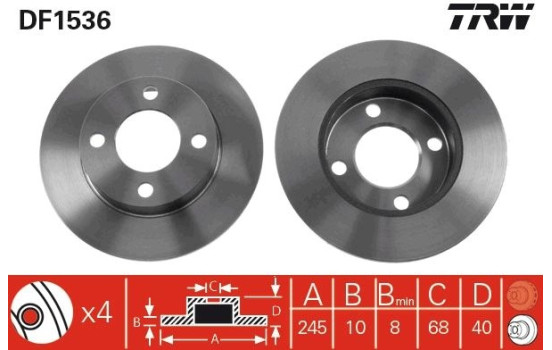 Brake Disc DF1536 TRW, Image 2