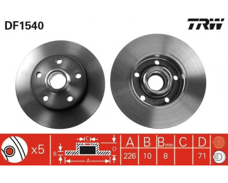 Brake Disc DF1540 TRW, Image 2