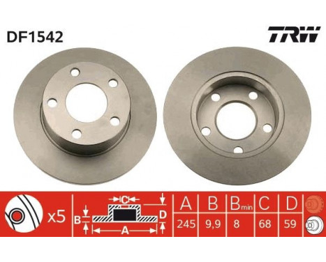 Brake Disc DF1542 TRW, Image 2