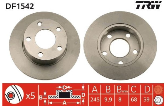 Brake Disc DF1542 TRW, Image 2