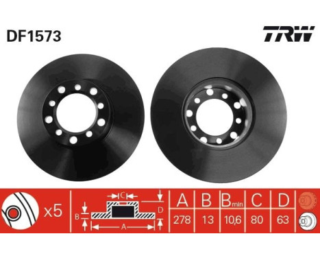 Brake Disc DF1573 TRW, Image 2