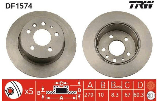 Brake Disc DF1574 TRW