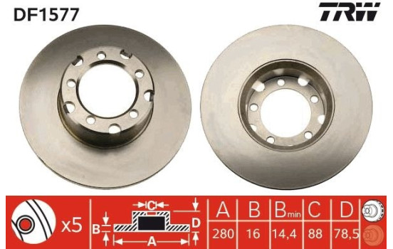 Brake Disc DF1577 TRW