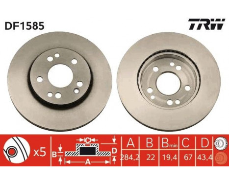 Brake Disc DF1585 TRW, Image 2