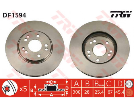 Brake Disc DF1594 TRW