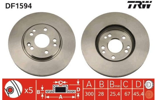 Brake Disc DF1594 TRW, Image 2