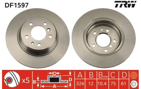 Brake Disc DF1597 TRW, Image 2