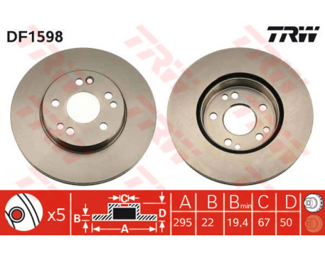 Brake Disc DF1598 TRW