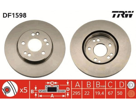 Brake Disc DF1598 TRW, Image 2