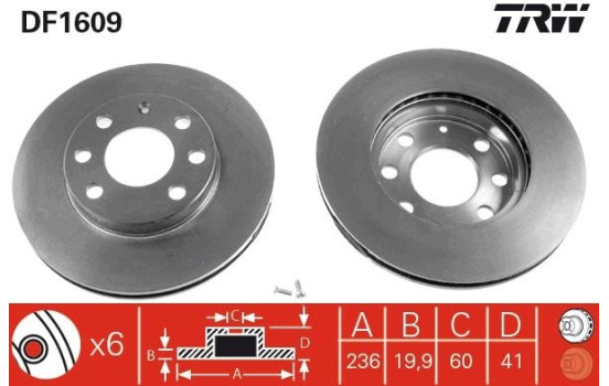 Brake Disc DF1609 TRW, Image 2