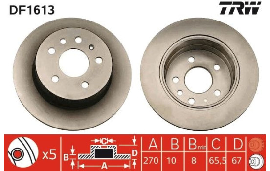 Brake Disc DF1613 TRW