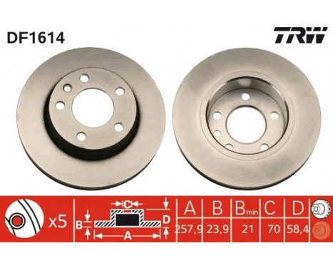 Brake Disc DF1614 TRW, Image 3