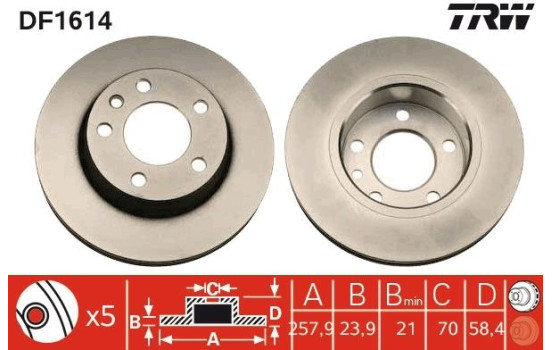 Brake Disc DF1614 TRW, Image 3