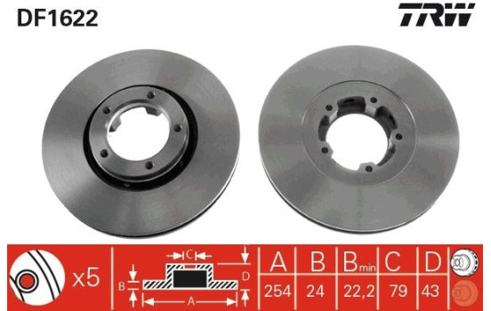 Brake Disc DF1622 TRW, Image 2
