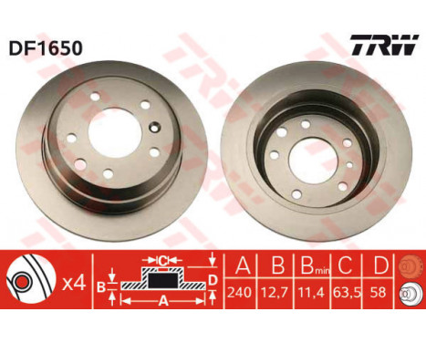 Brake Disc DF1650 TRW