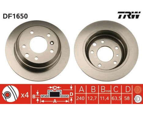 Brake Disc DF1650 TRW, Image 3