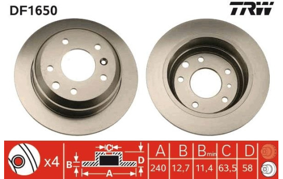 Brake Disc DF1650 TRW, Image 3