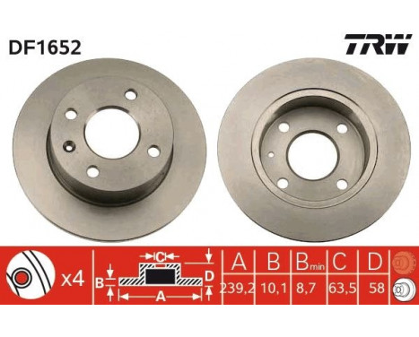 Brake Disc DF1652 TRW, Image 2