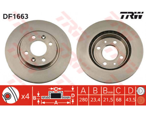 Brake Disc DF1663 TRW