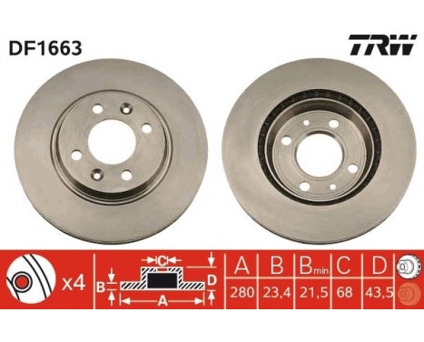 Brake Disc DF1663 TRW, Image 2