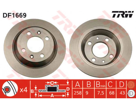 Brake Disc DF1669 TRW