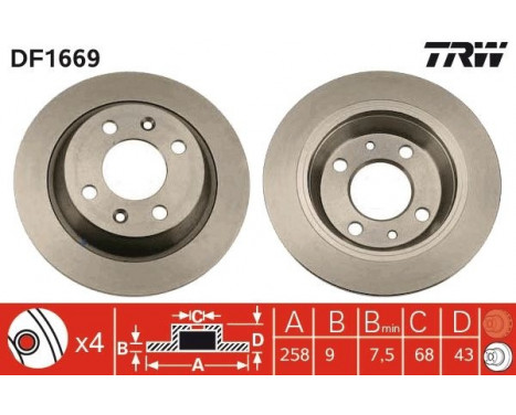 Brake Disc DF1669 TRW, Image 2