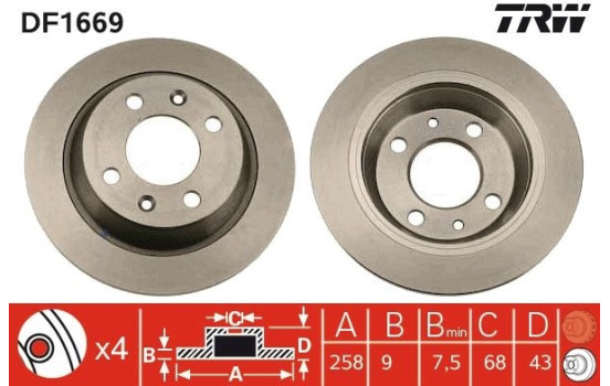 Brake Disc DF1669 TRW, Image 2