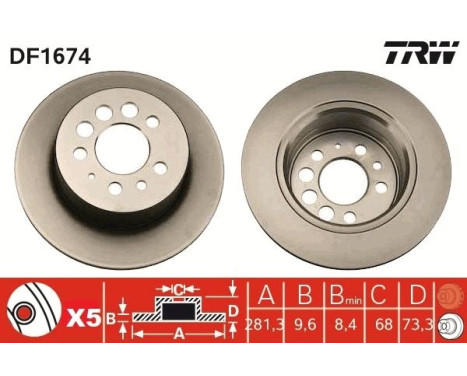 Brake Disc DF1674 TRW, Image 2