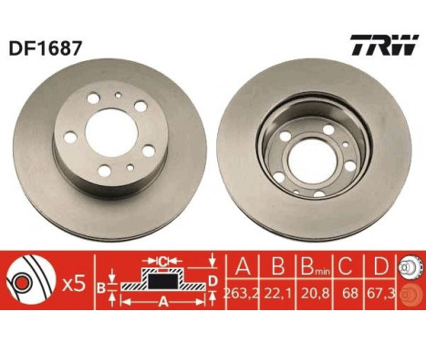 Brake Disc DF1687 TRW, Image 2