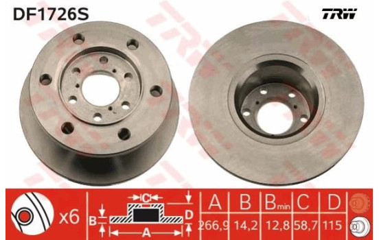 Brake Disc DF1726S TRW, Image 2