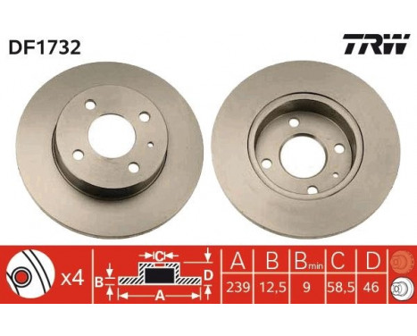 Brake Disc DF1732 TRW