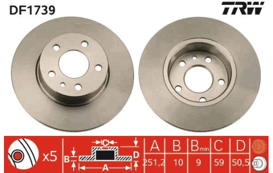 Brake Disc DF1739 TRW, Image 2