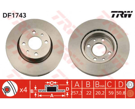 Brake Disc DF1743 TRW