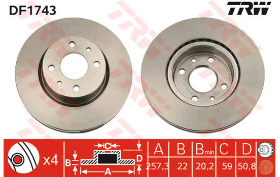Brake Disc DF1743 TRW