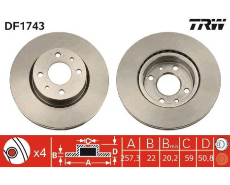 Brake Disc DF1743 TRW, Image 2