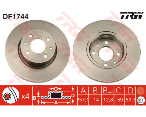 Brake Disc DF1744 TRW