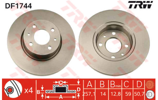 Brake Disc DF1744 TRW
