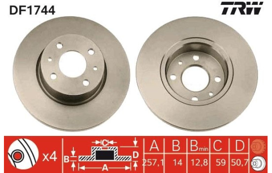 Brake Disc DF1744 TRW, Image 2
