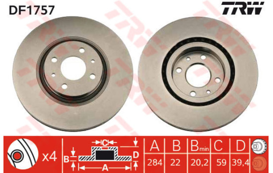 Brake Disc DF1757 TRW