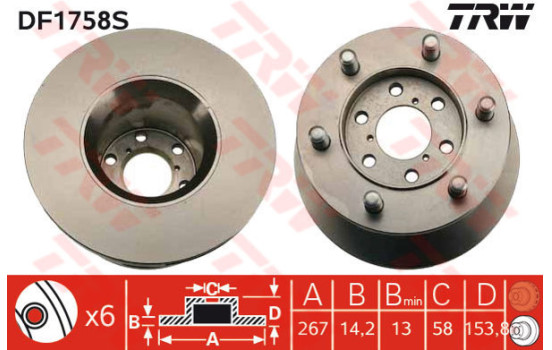 Brake Disc DF1758S TRW