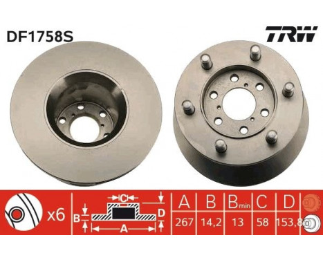 Brake Disc DF1758S TRW, Image 2