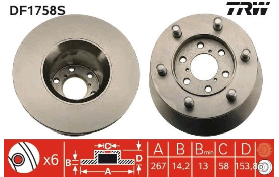 Brake Disc DF1758S TRW, Image 2