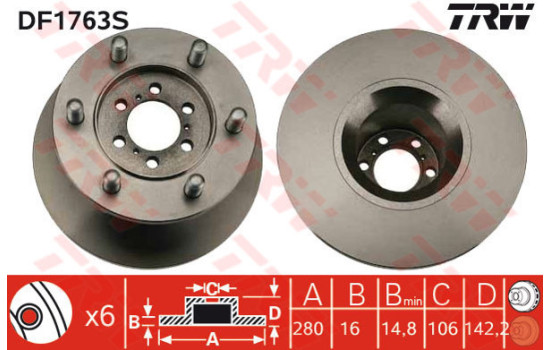 Brake Disc DF1763S TRW