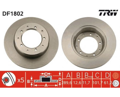 Brake Disc DF1802 TRW, Image 2