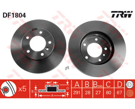 Brake Disc DF1804 TRW