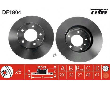 Brake Disc DF1804 TRW, Image 2