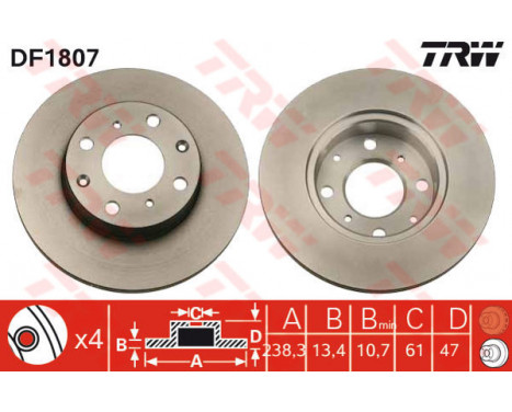 Brake Disc DF1807 TRW