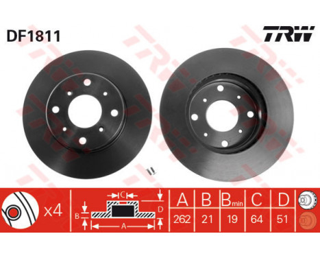 Brake Disc DF1811 TRW